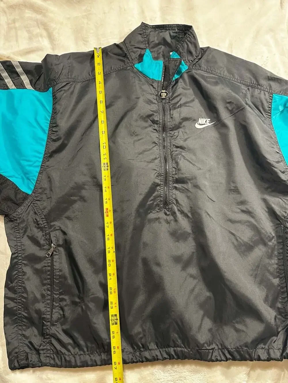 Vintage 90s Nike Black and Teal 1/2 Zip Windbreaker Jacket XLarge